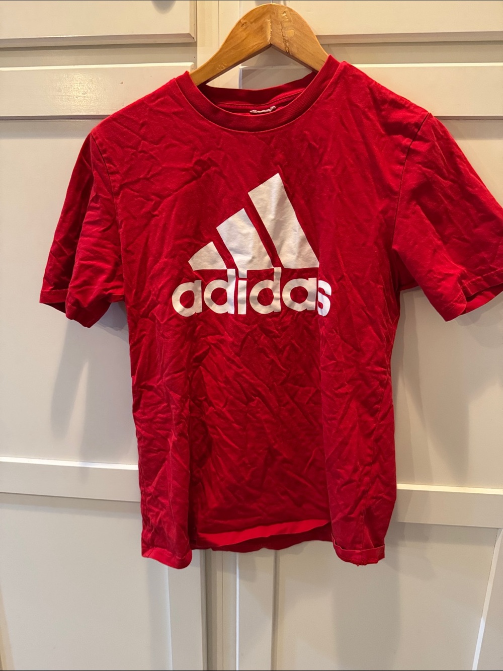 adidas Red Short-Sleeve Tee with White Logo